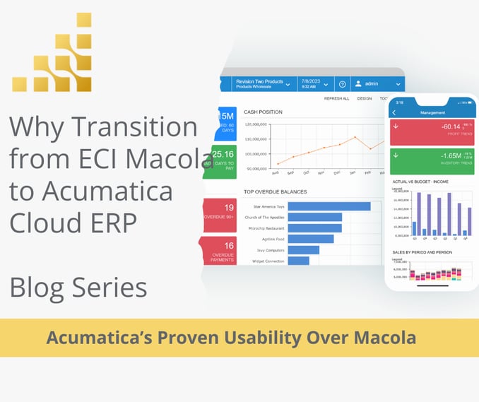  Acumatica empowers companies with a modern ERP application that is easy to use, learn, and adapt to each role.   