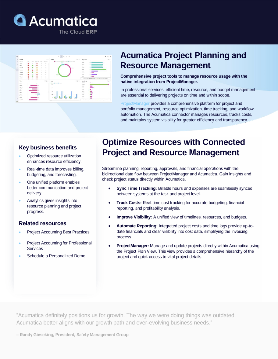 Acumatica Project Planning and Resource Mgmt.