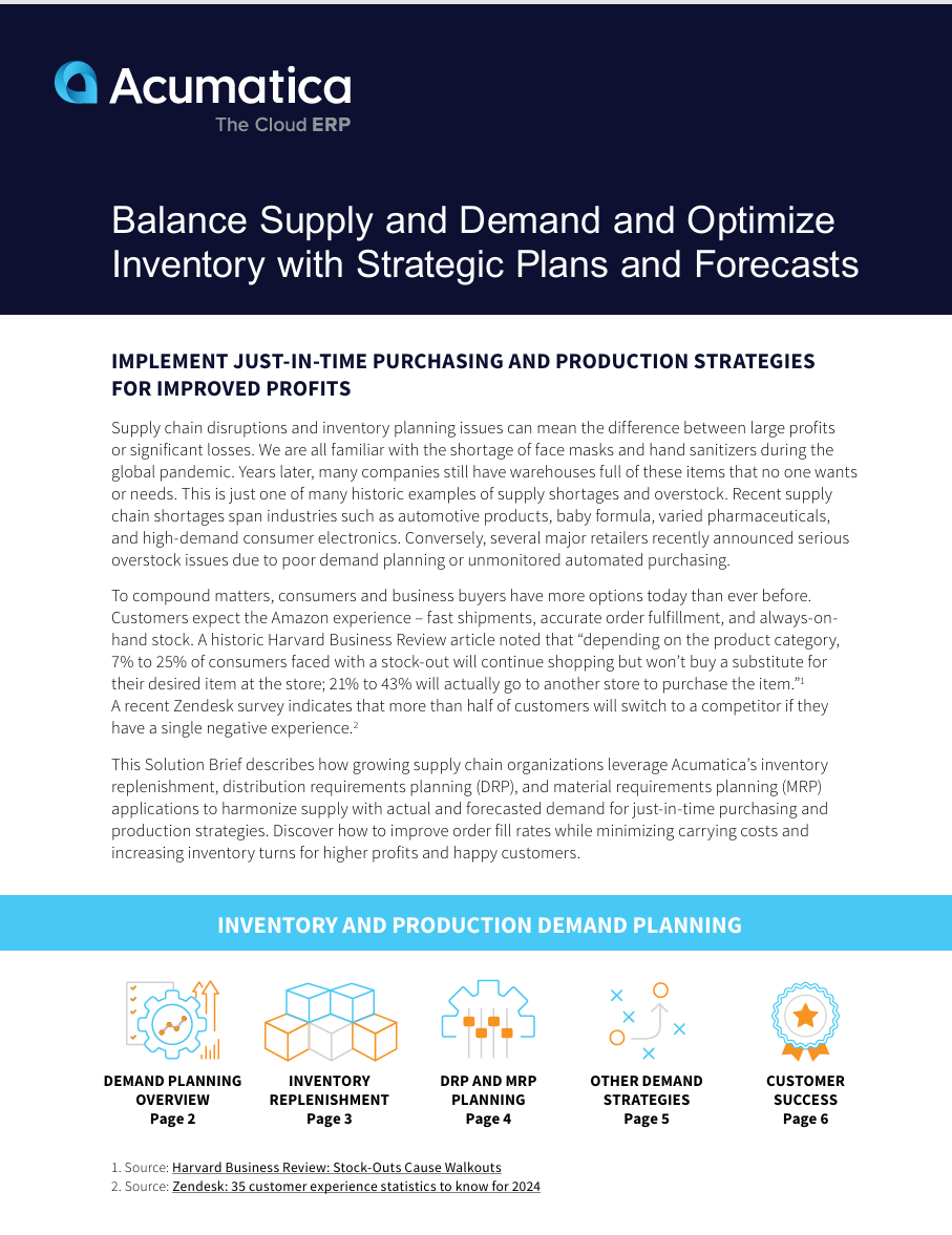 Balance Supply and Demand and Optimize Inventory with Strategic Plans