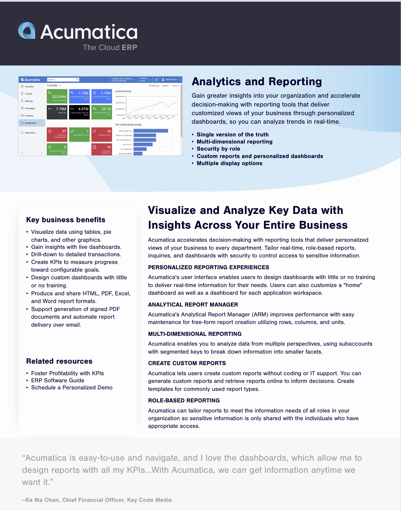 Analytics and Reporting Acumatica Datasheet