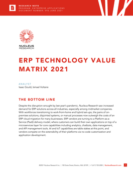 ERP Comparisons: Technology Value Matrix 2021