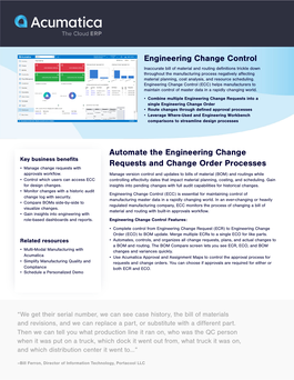 Acumatica Engineering Change Control - DS - MFG