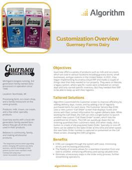  Algorithm Customization Overview of Guernsey Farms Dairy  