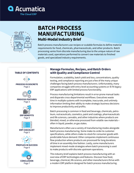 Acumatica's Industry Brief Multimodal Batch Process