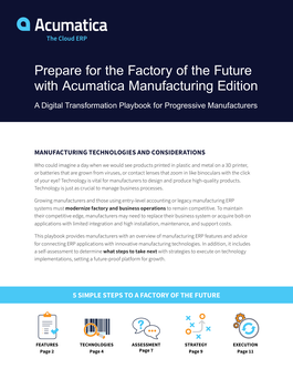  Factory of the Future: Acumatica Manufacturing Edition  