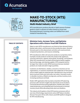 Acumatica INDUSTRY BRIEF Multimodal Make to Stock